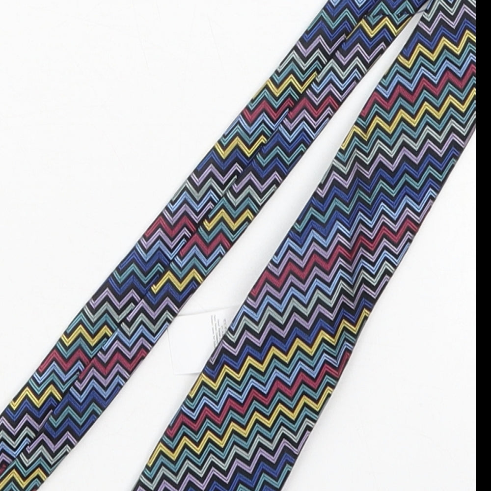 NEXT Mens Blue Geometric Silk Pointed Tie One Size