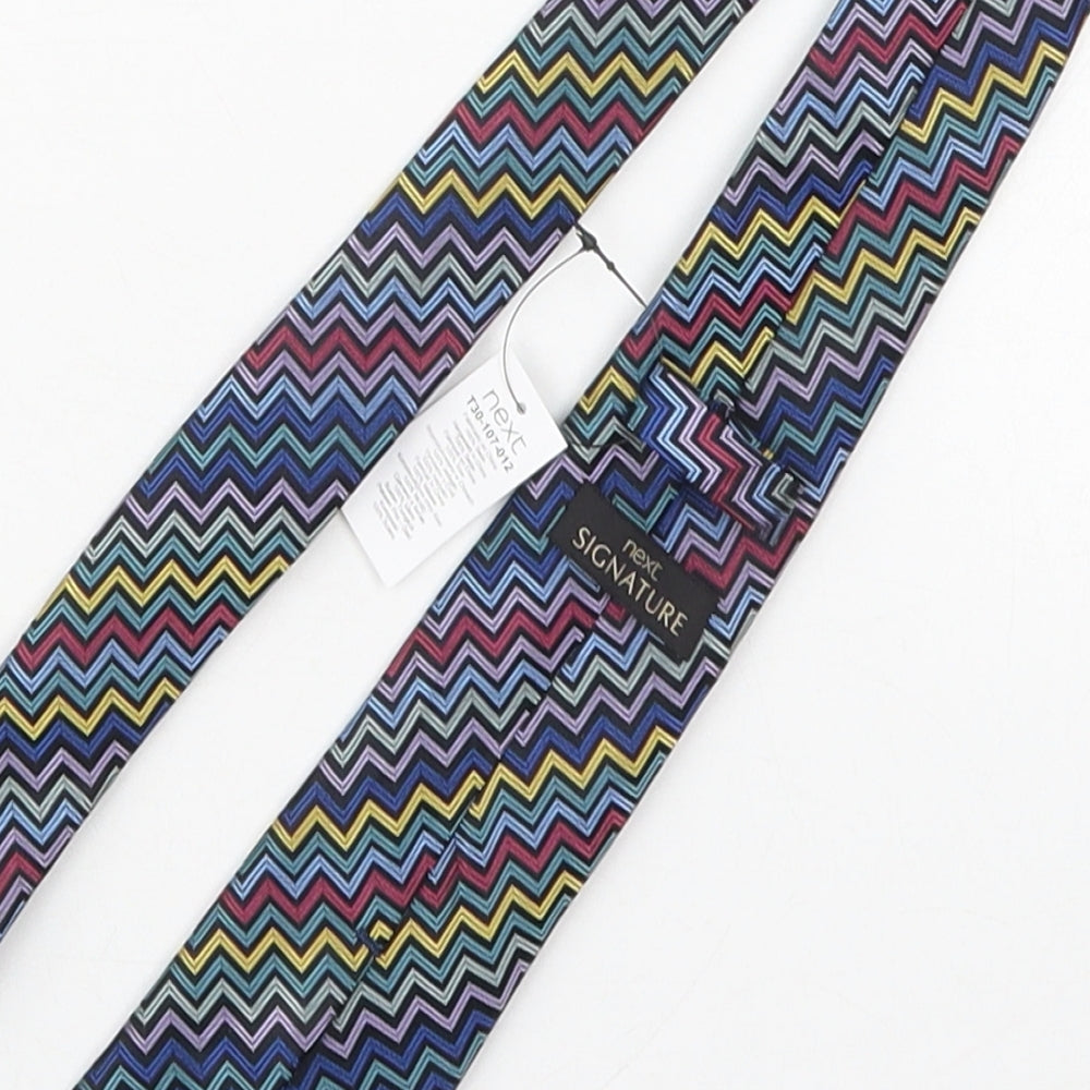NEXT Mens Blue Geometric Silk Pointed Tie One Size