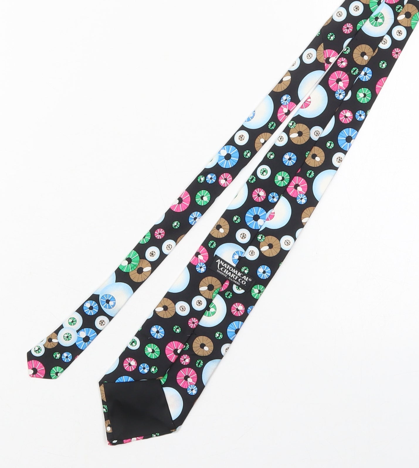 Antomical Chart Co Mens Black Geometric Silk Pointed Tie One Size - Eyeballs