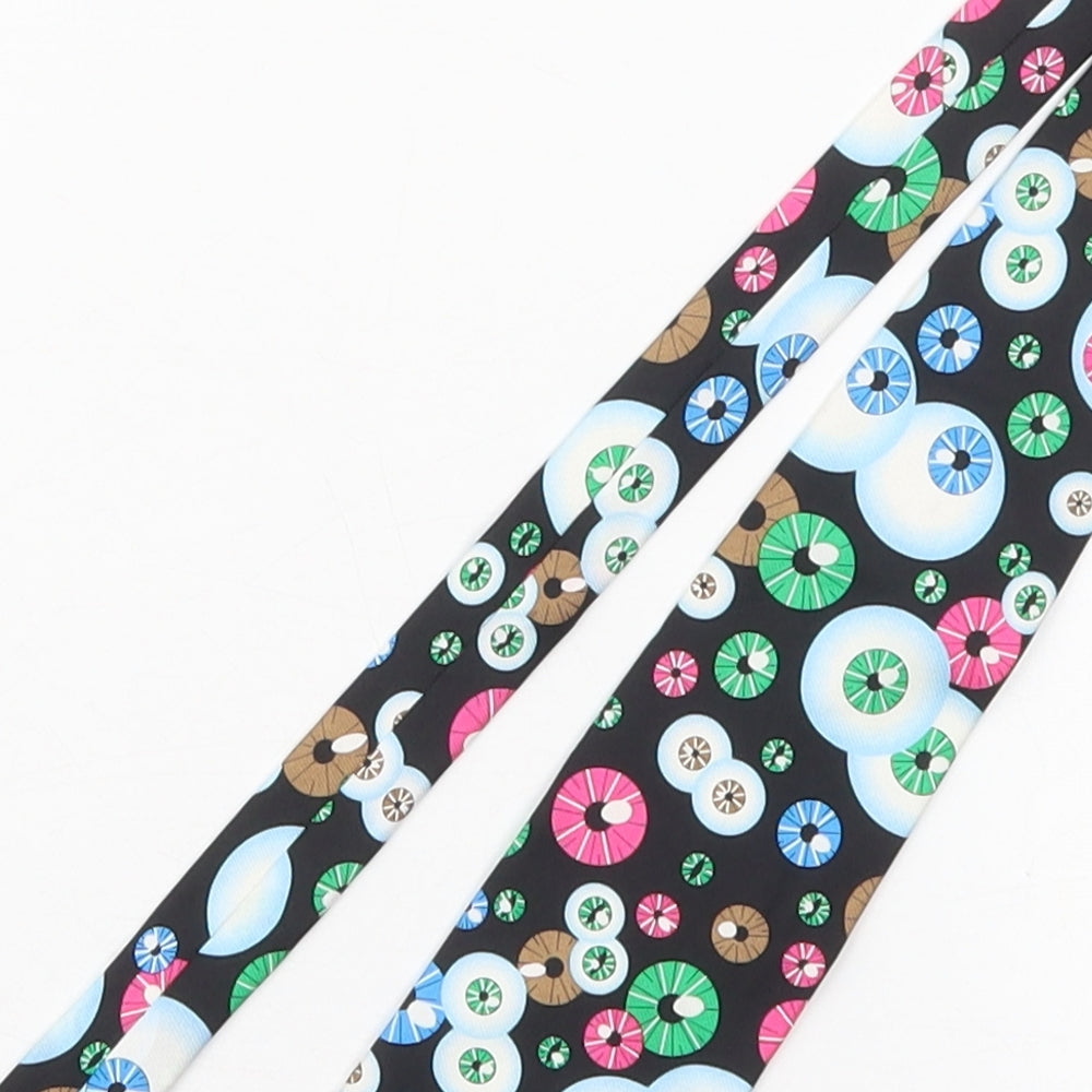 Antomical Chart Co Mens Black Geometric Silk Pointed Tie One Size - Eyeballs