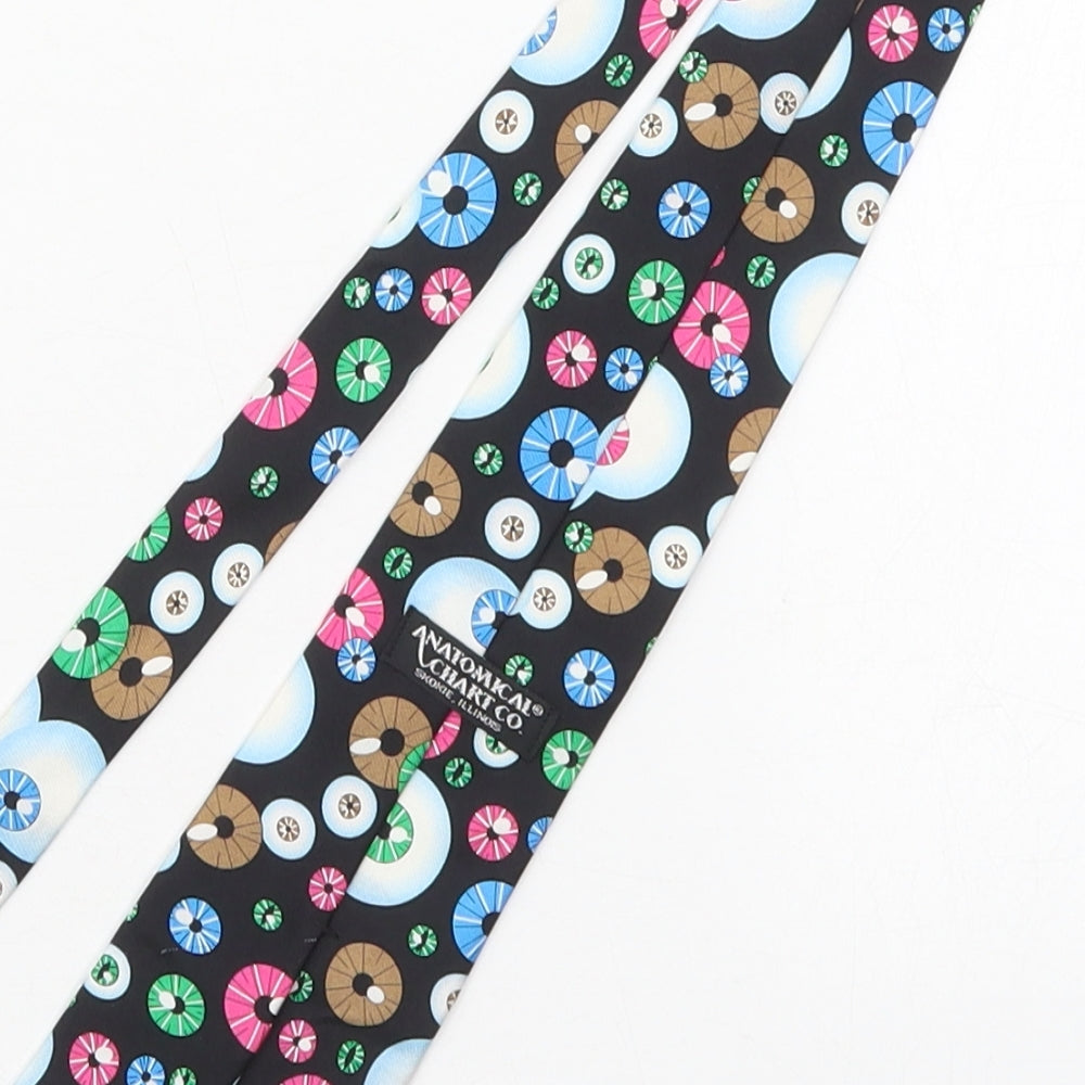 Antomical Chart Co Mens Black Geometric Silk Pointed Tie One Size - Eyeballs