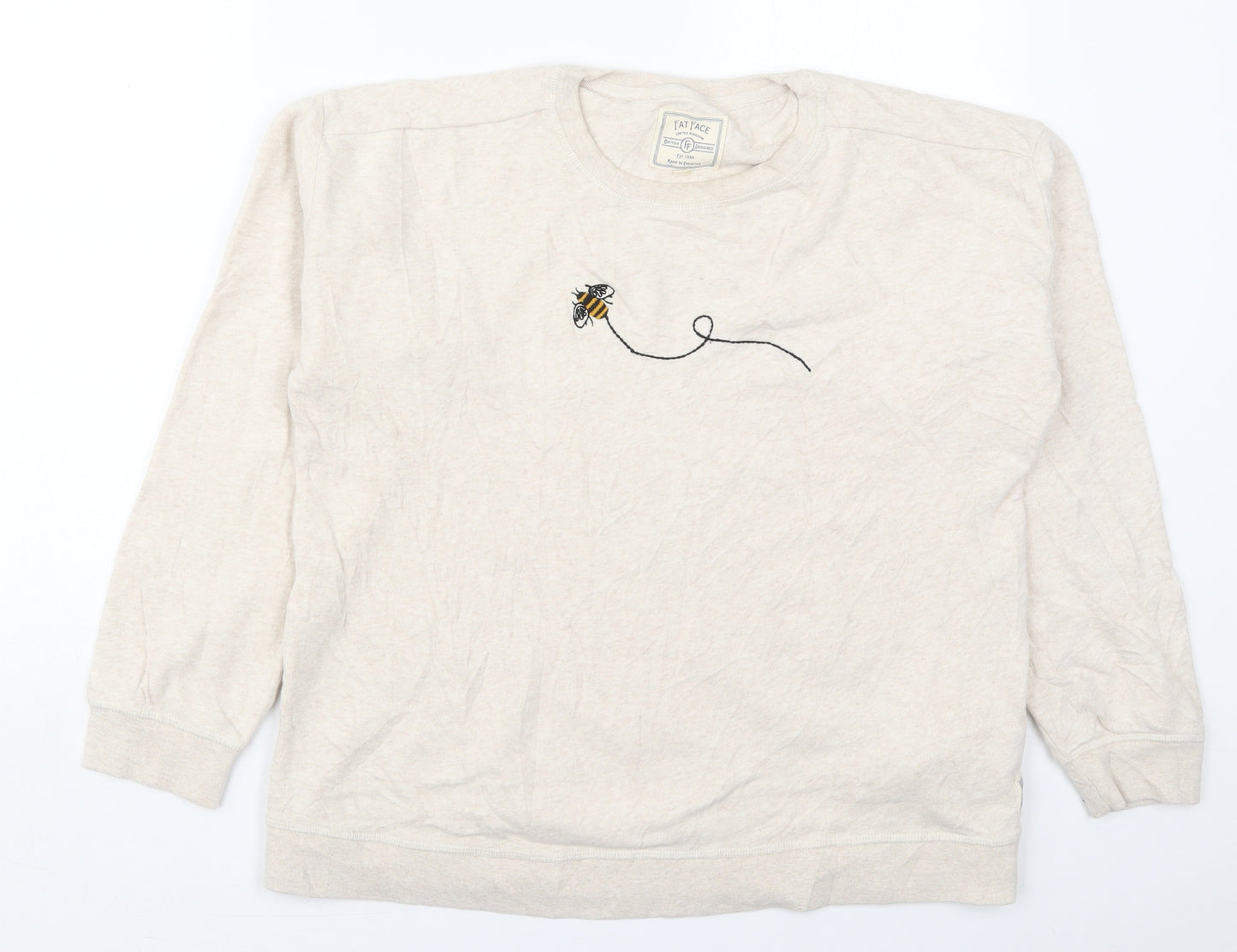 Fat Face Womens Beige  Cotton Pullover Sweatshirt Size 12  Pullover - Bumblebee
