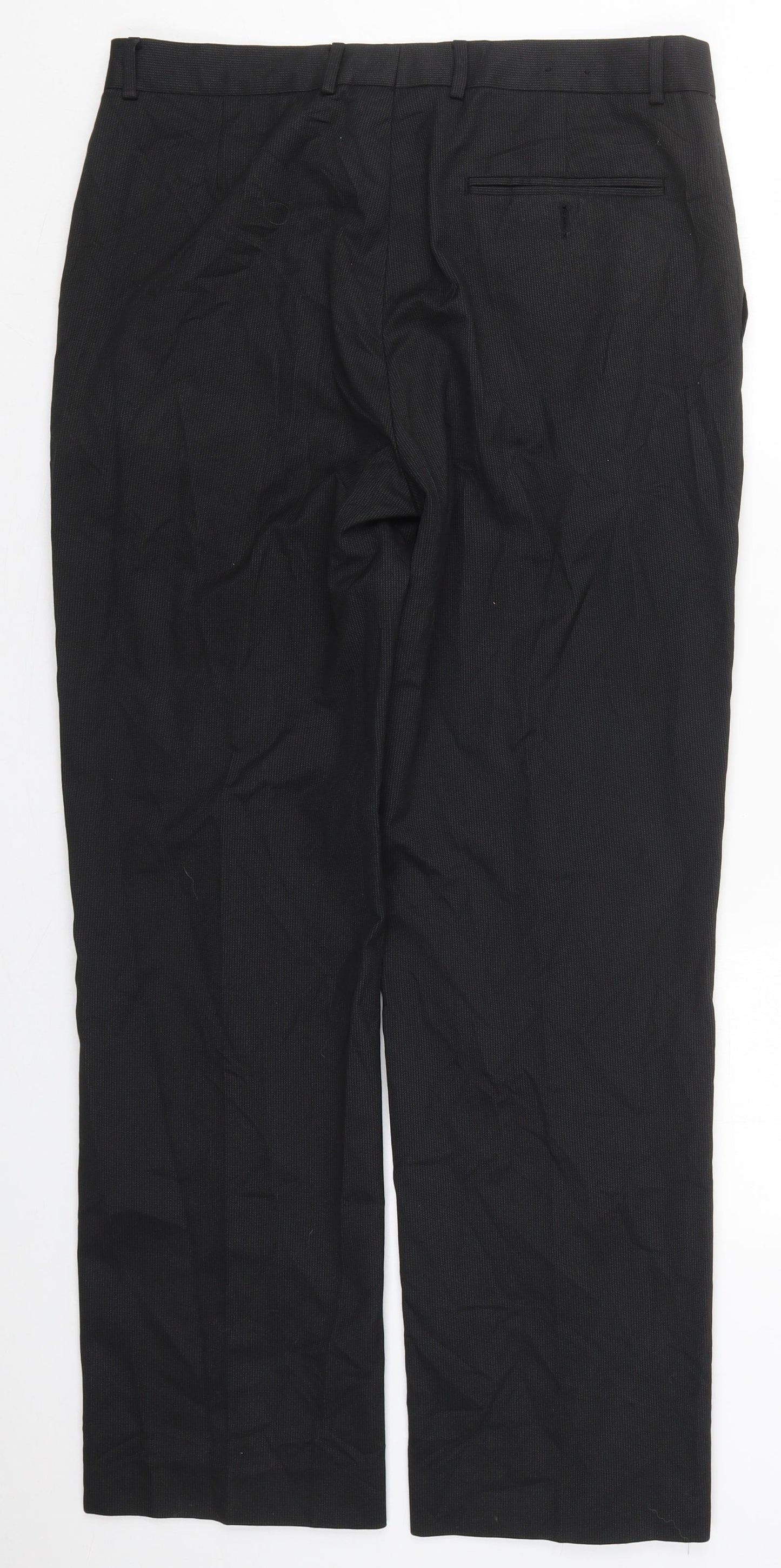 F&F Mens Black Striped Polyester Trousers  Size 34 L31 in Regular Button