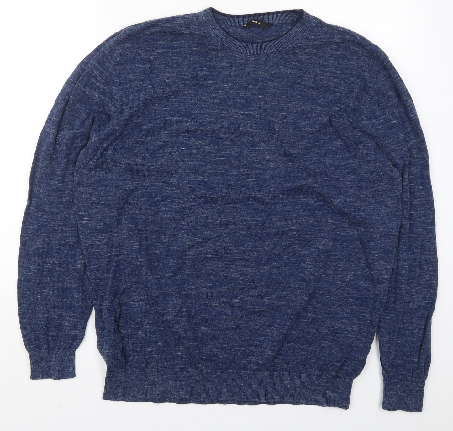 George Mens Blue Crew Neck  Cotton Pullover Jumper Size 2XL