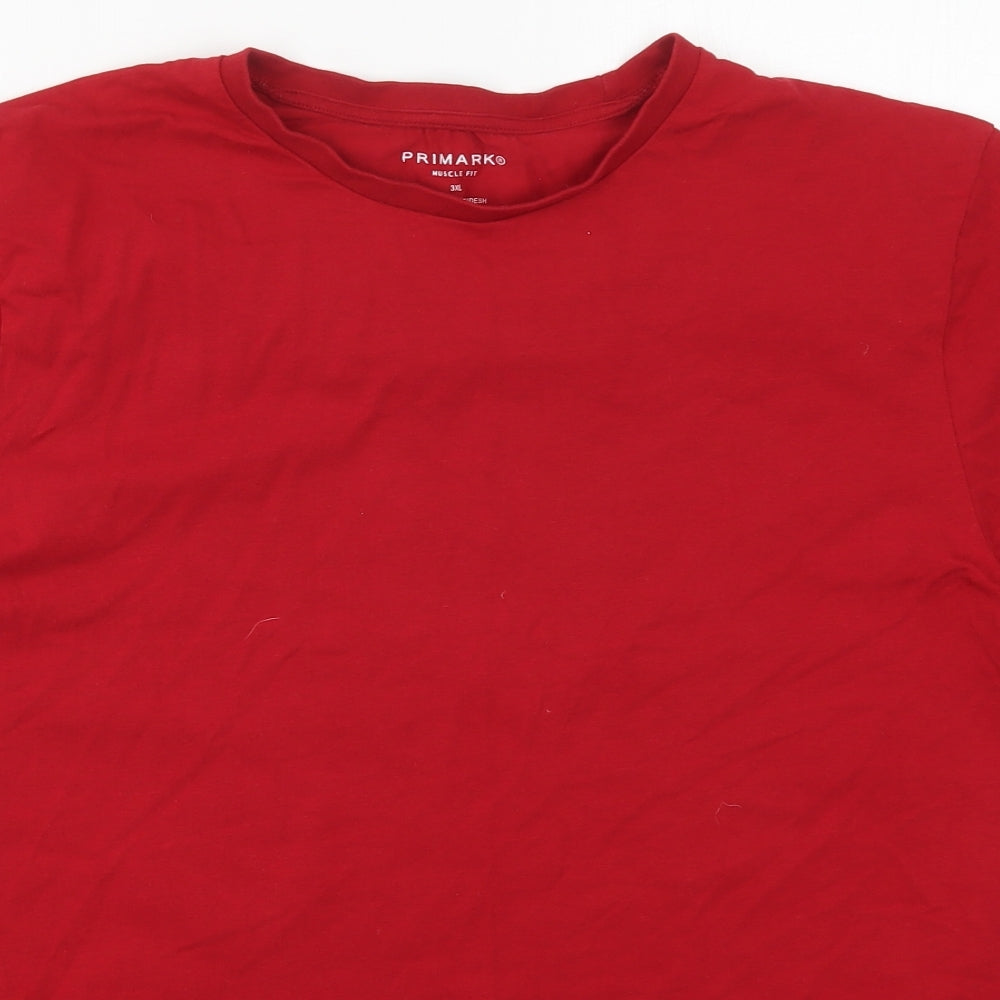Primark Mens Red  Cotton  T-Shirt Size 3XL Crew Neck