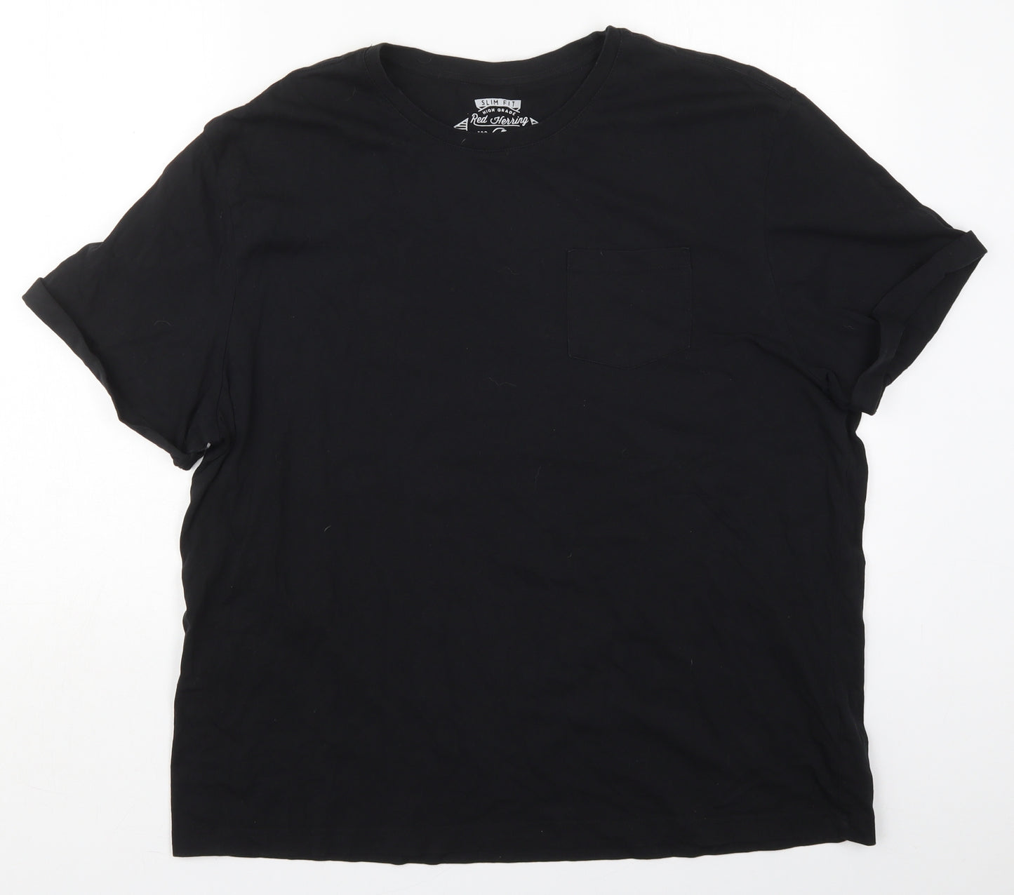 Red Herring Mens Black  Cotton  T-Shirt Size 2XL Crew Neck