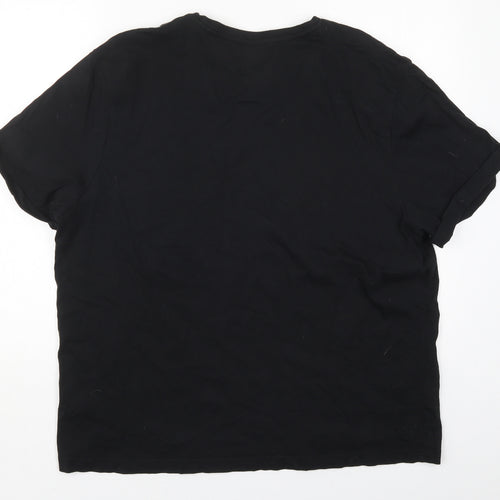 Red Herring Mens Black  Cotton  T-Shirt Size 2XL Crew Neck