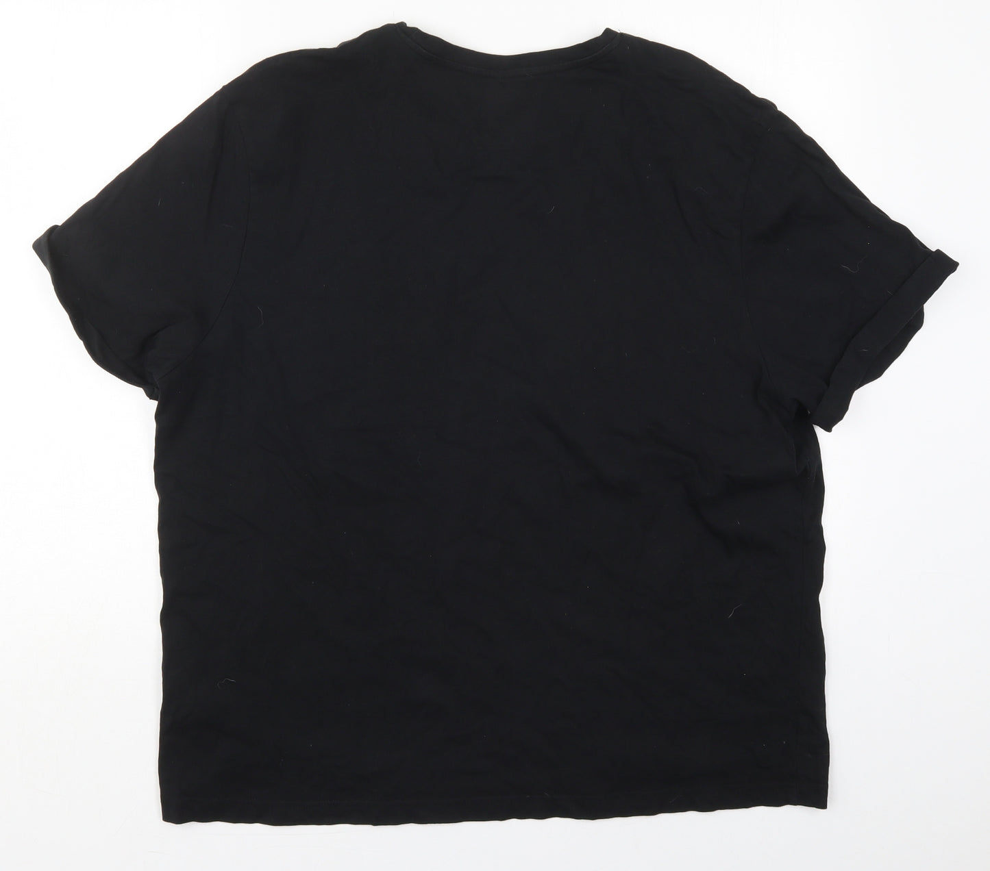 Red Herring Mens Black  Cotton  T-Shirt Size 2XL Crew Neck