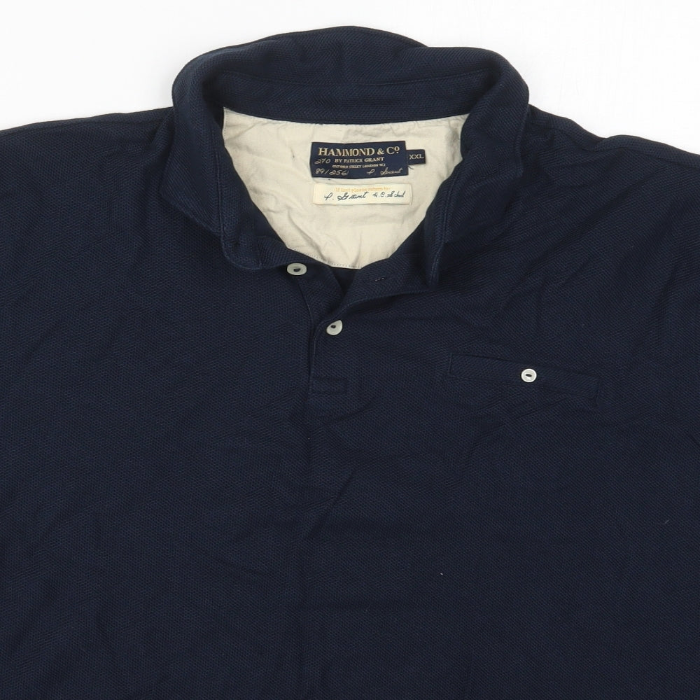 Hammond & Co Mens Blue  Cotton  Polo Size 2XL Collared Pullover