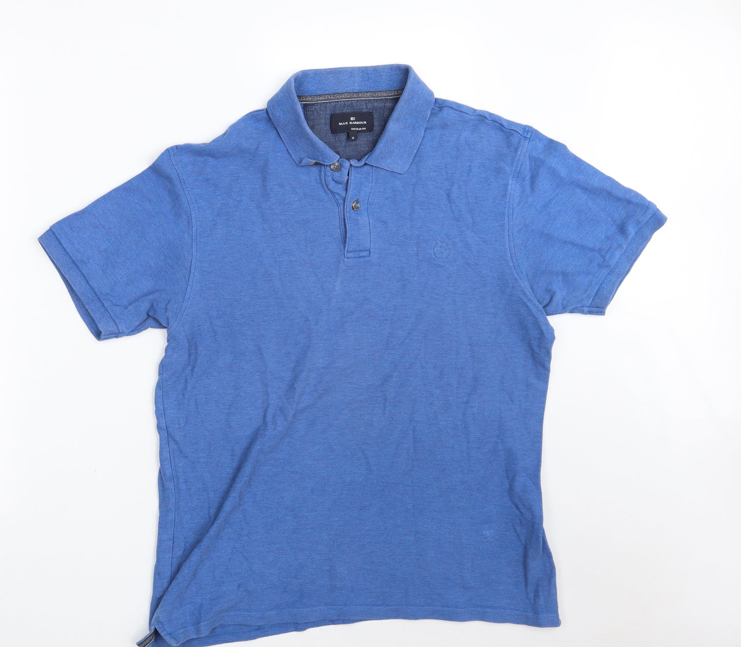 Blue Harbour Mens Blue  100% Cotton  Polo Size M Collared Button