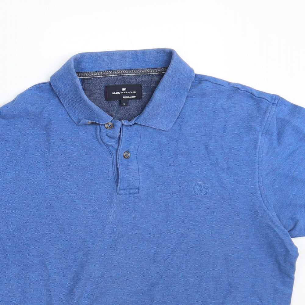 Blue Harbour Mens Blue  100% Cotton  Polo Size M Collared Button