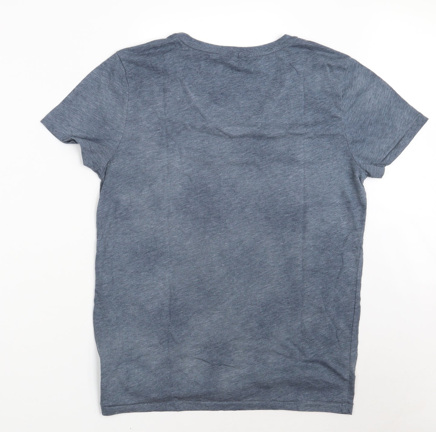 AMERICA TODAY Mens Blue  Cotton  T-Shirt Size L V-Neck  - La Vista Al Mar