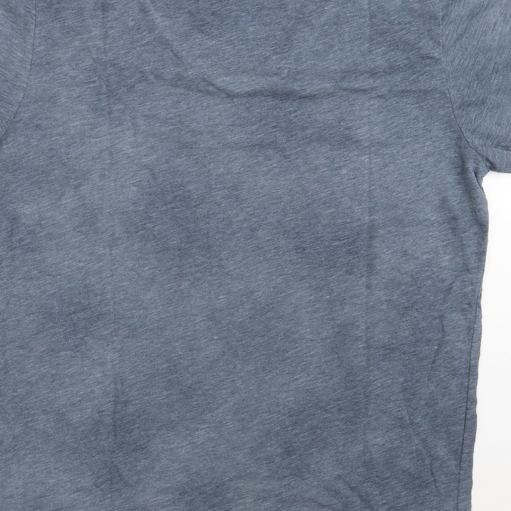 AMERICA TODAY Mens Blue  Cotton  T-Shirt Size L V-Neck  - La Vista Al Mar