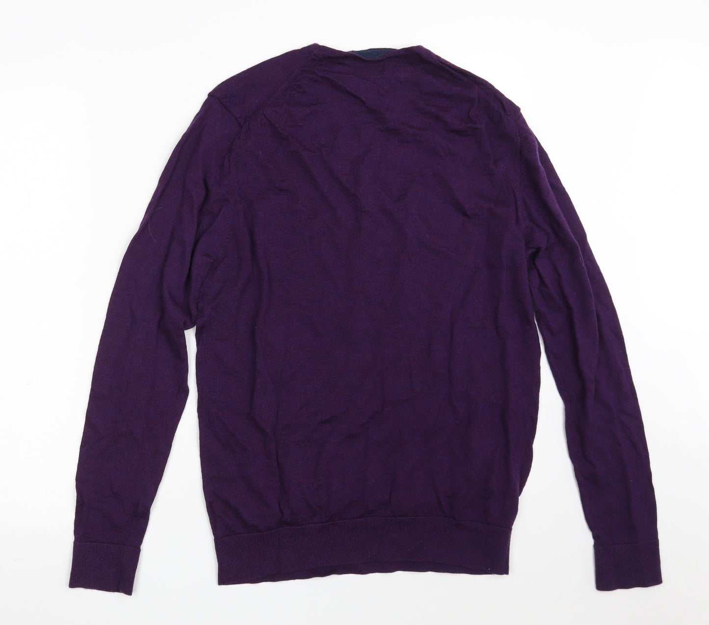Linea Mens Purple Round Neck  Wool Pullover Jumper Size L   - 100 % Merino Wool