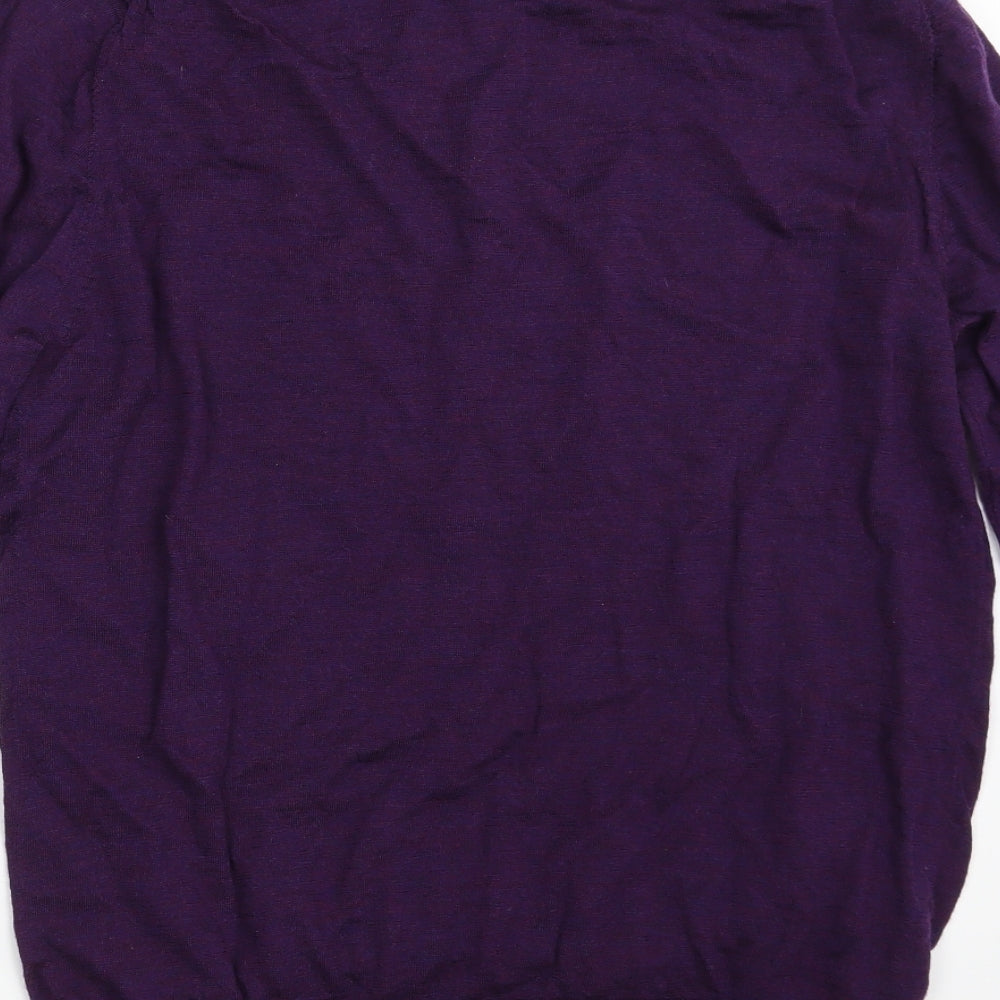 Linea Mens Purple Round Neck  Wool Pullover Jumper Size L   - 100 % Merino Wool