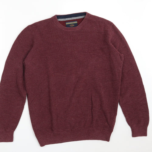 CASAMODA Mens Purple Round Neck  Cotton Pullover Jumper Size M
