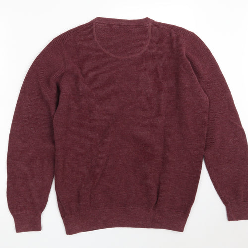 CASAMODA Mens Purple Round Neck  Cotton Pullover Jumper Size M