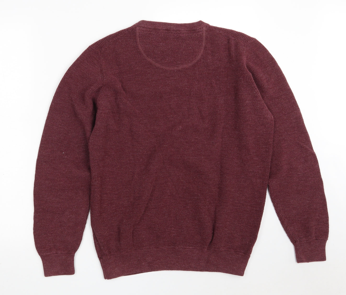 CASAMODA Mens Purple Round Neck  Cotton Pullover Jumper Size M