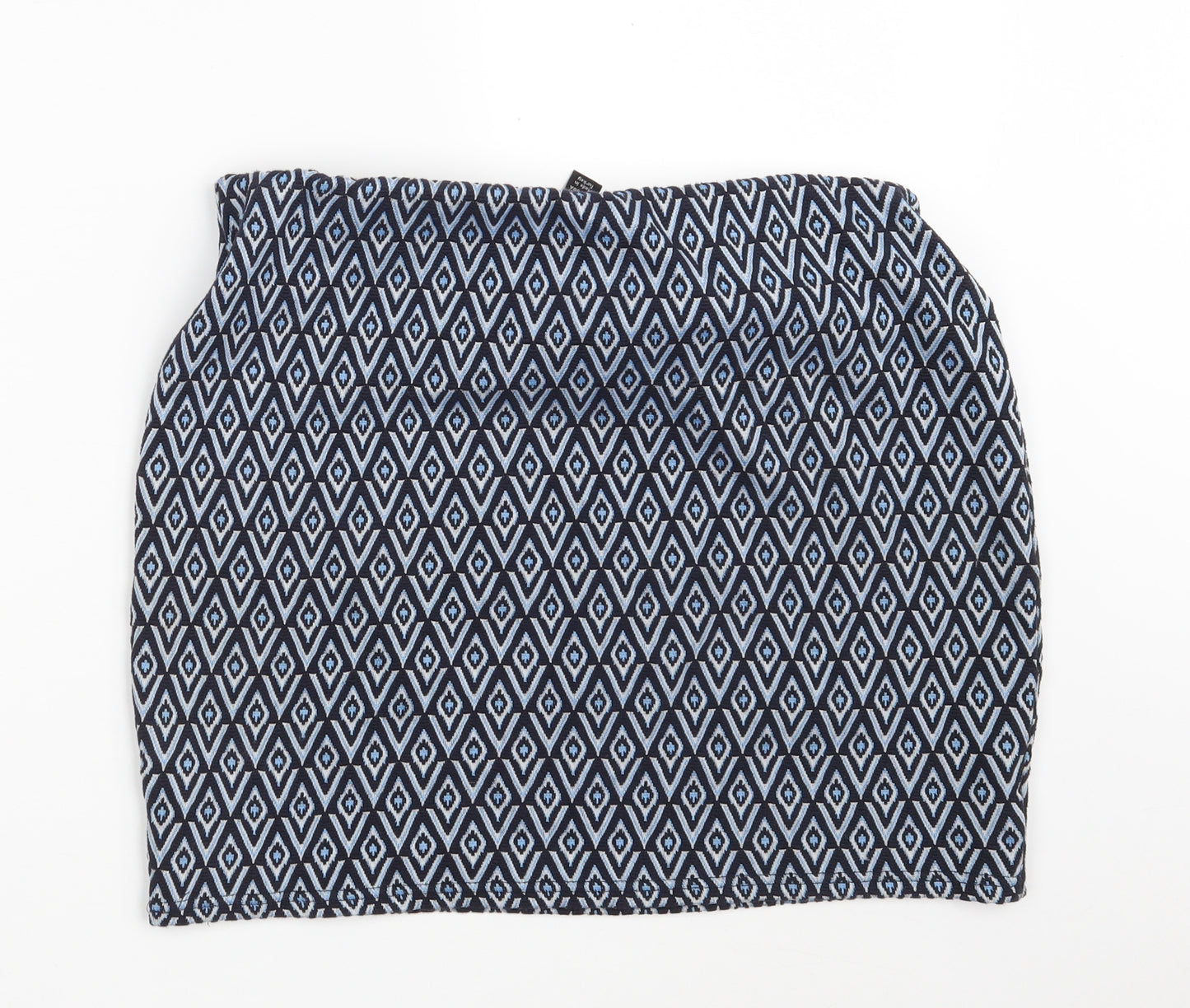 New Look Womens Blue Argyle/Diamond Cotton Mini Skirt Size 14