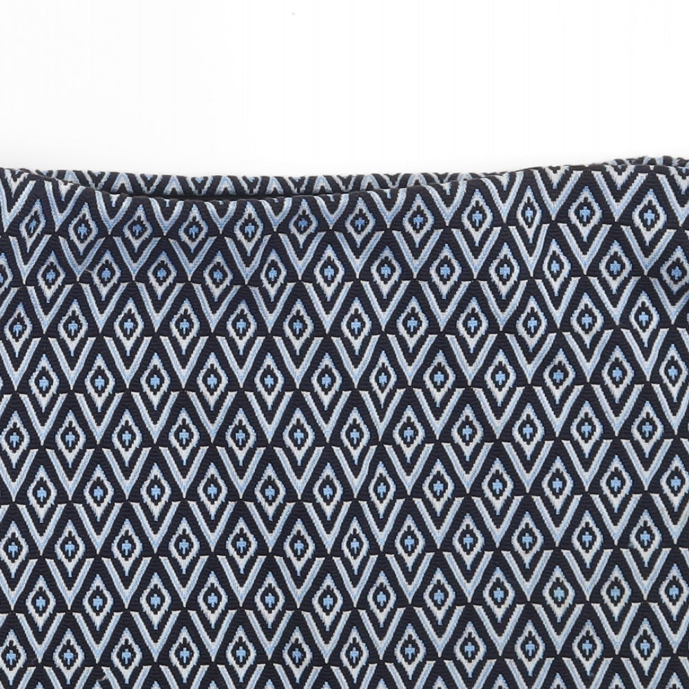 New Look Womens Blue Argyle/Diamond Cotton Mini Skirt Size 14