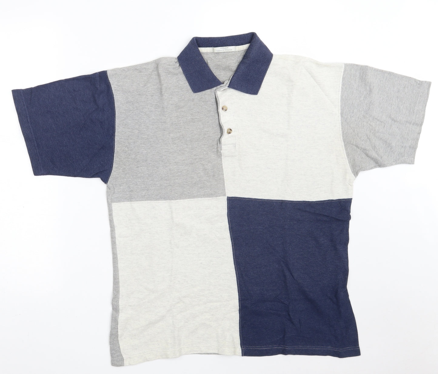 Marks and Spencer Mens Multicoloured  Cotton  Polo Size M Collared Button