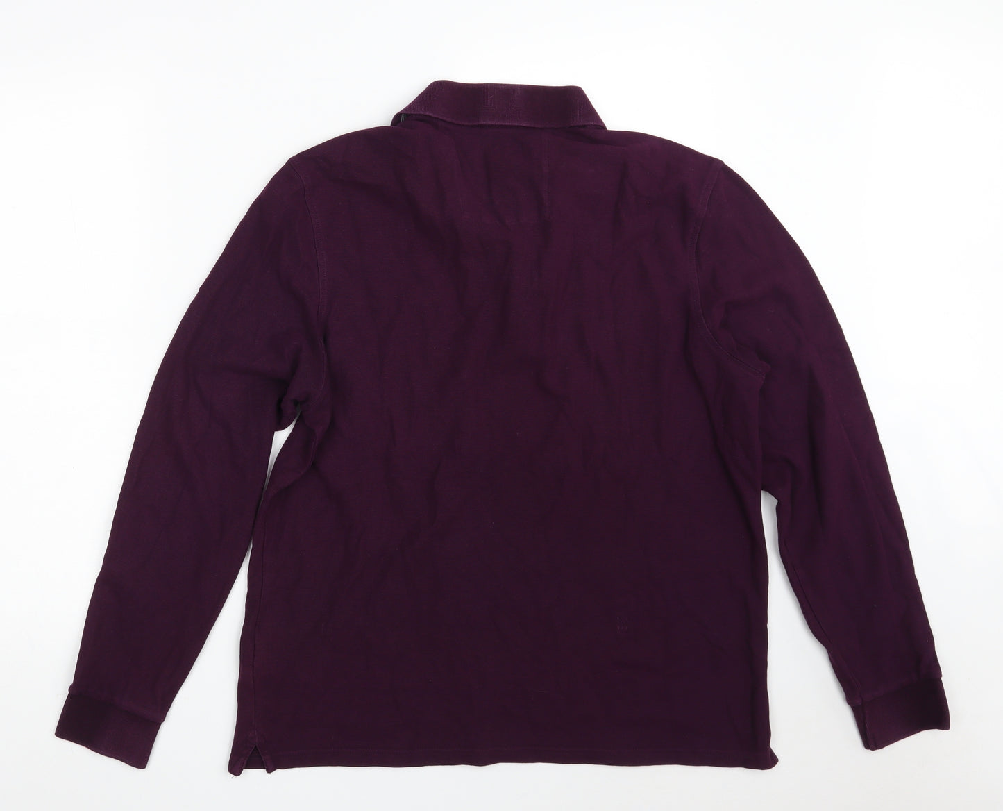 Marks and Spencer Mens Purple  100% Cotton  Polo Size M Collared Button