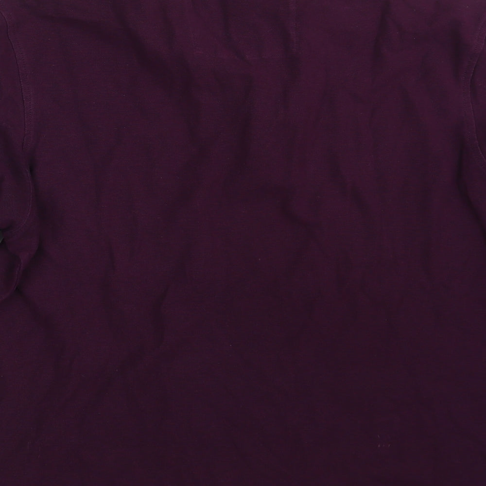 Marks and Spencer Mens Purple  100% Cotton  Polo Size M Collared Button