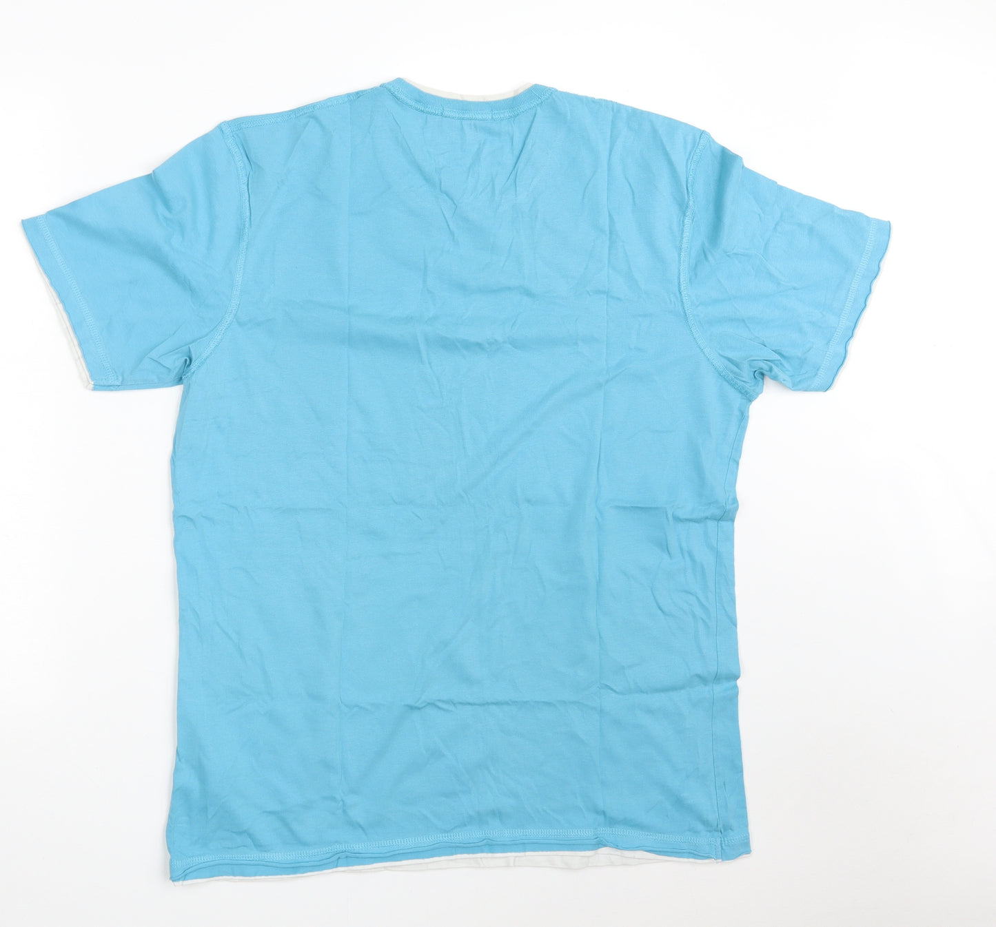 Blue Harbour Mens Blue  Cotton  T-Shirt Size M Round Neck