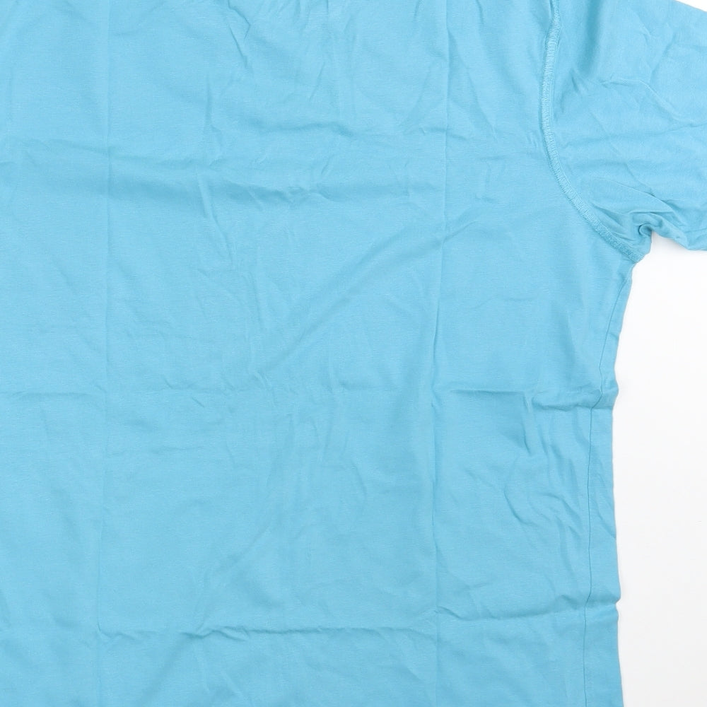 Blue Harbour Mens Blue  Cotton  T-Shirt Size M Round Neck