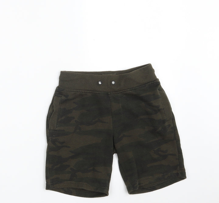 Primark Boys Green Camouflage Polyester Sweat Shorts Size 7-8 Years Regular