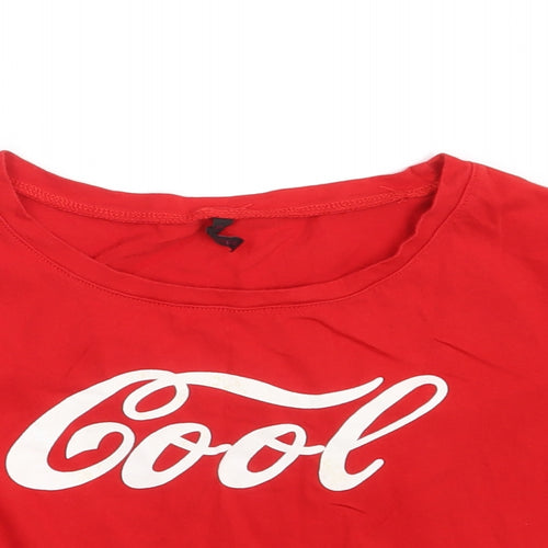 Morango Womens Red  100% Cotton Cropped T-Shirt Size S Round Neck - COOL