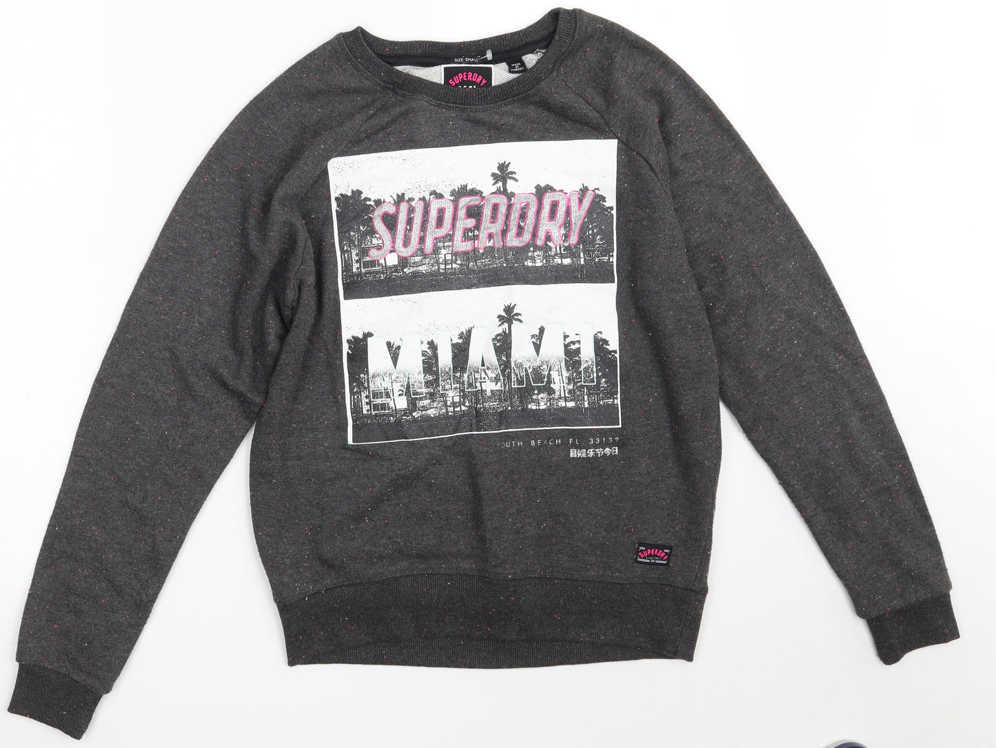 Superdry Womens Grey  Cotton Pullover Sweatshirt Size S   - Miami Beach