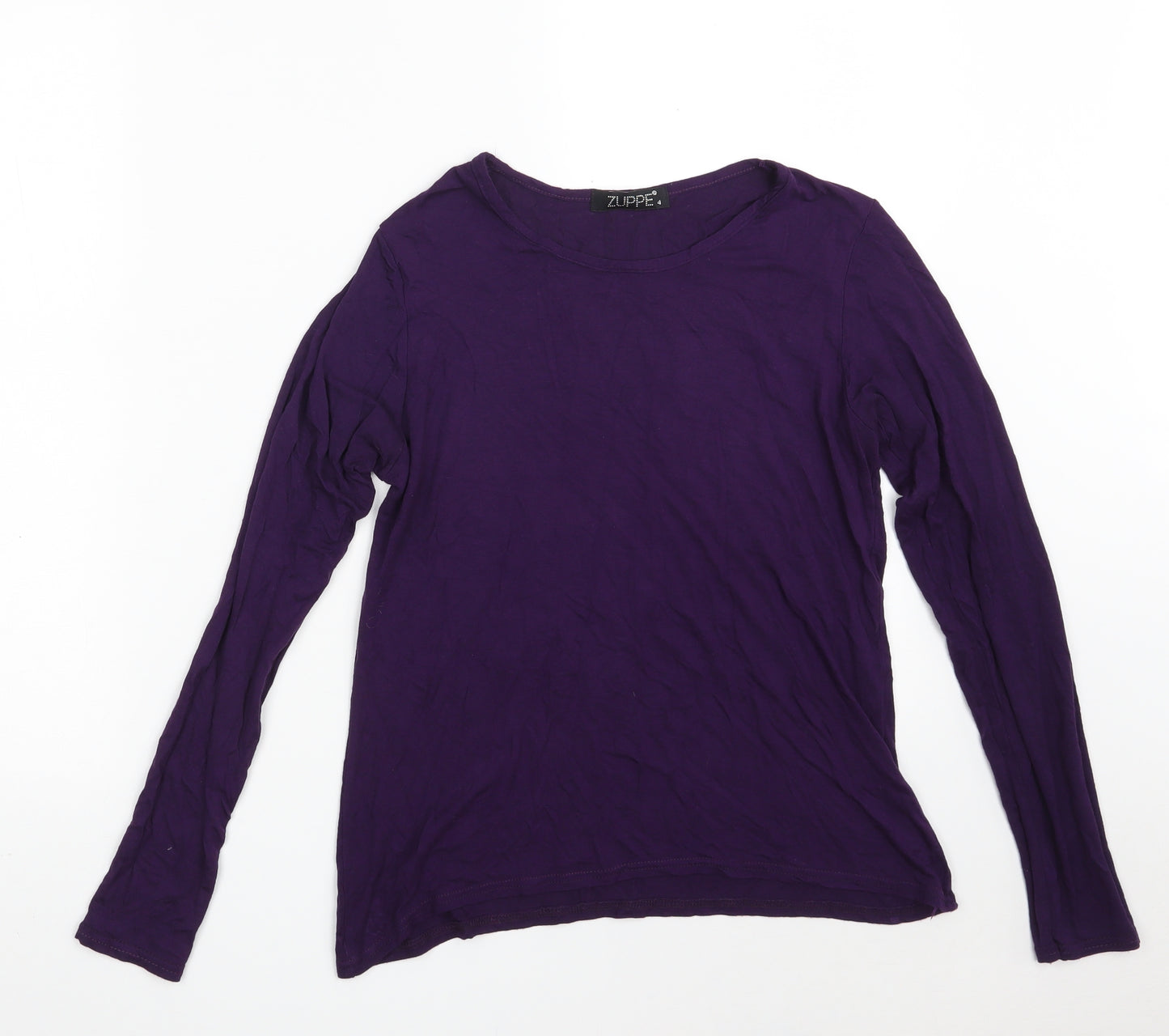 ZUPPE Womens Purple  Viscose Basic T-Shirt Size 16 Round Neck