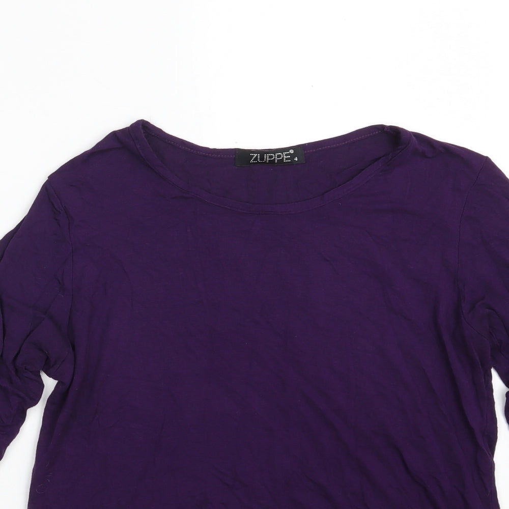 ZUPPE Womens Purple  Viscose Basic T-Shirt Size 16 Round Neck