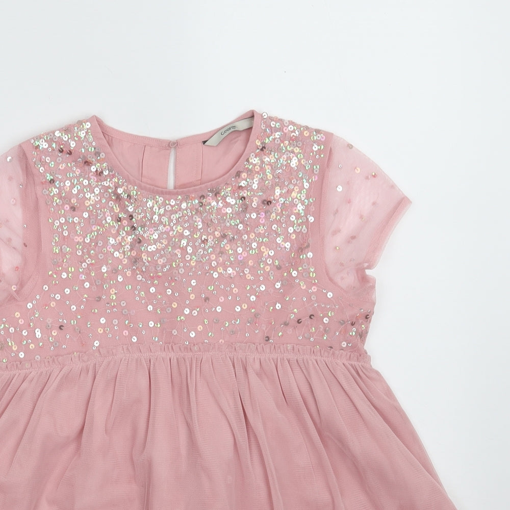 George Girls Pink  Polyester A-Line  Size 9-10 Years  Round Neck Button