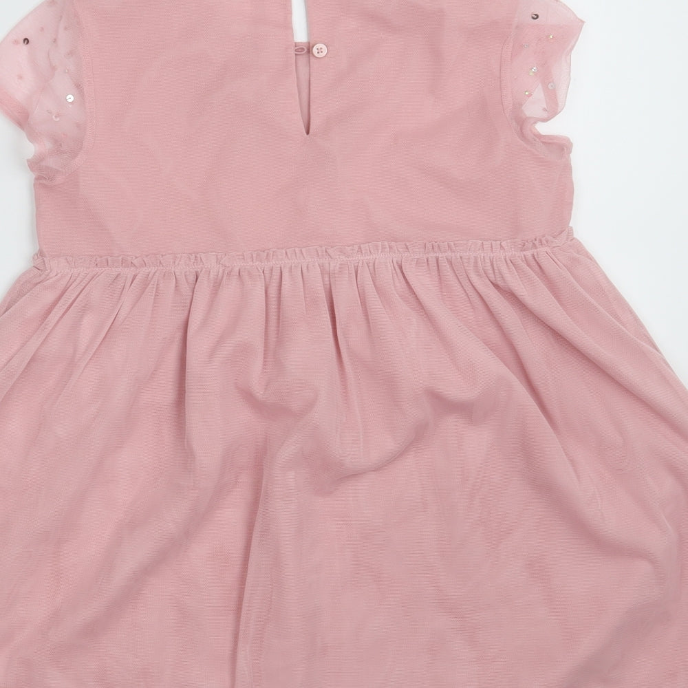 George Girls Pink  Polyester A-Line  Size 9-10 Years  Round Neck Button