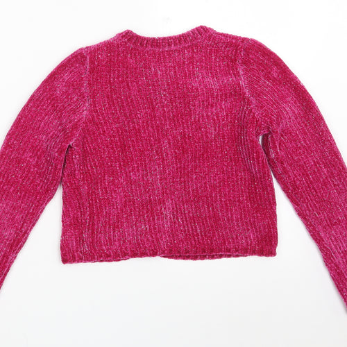 George Girls Pink Round Neck  Polyester Cardigan Jumper Size 9-10 Years  Button