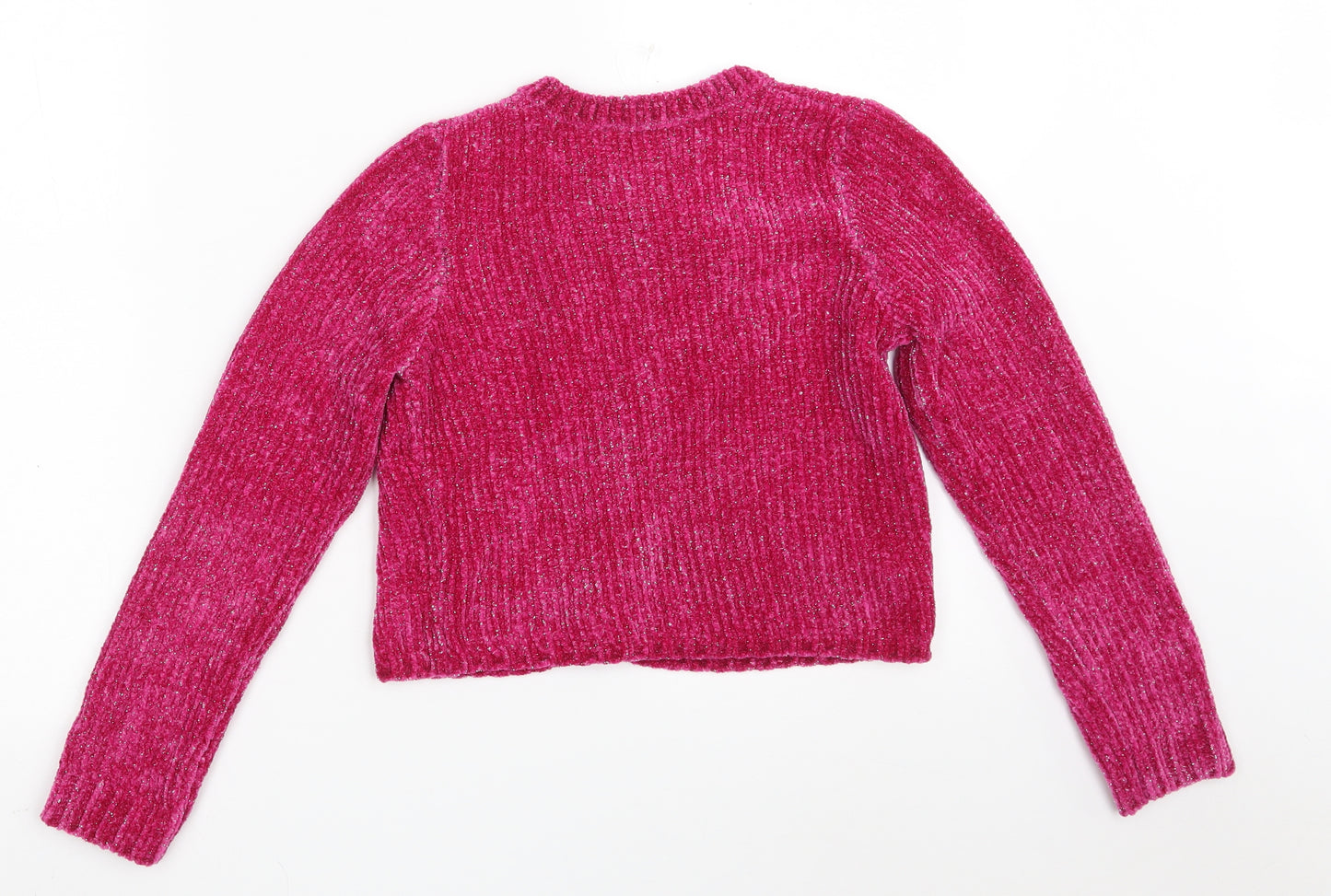 George Girls Pink Round Neck  Polyester Cardigan Jumper Size 9-10 Years  Button