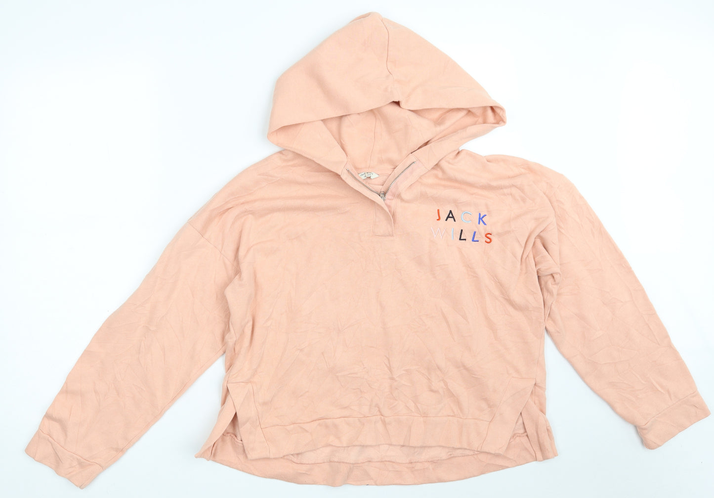 Jack Wills Womens Pink  Cotton Pullover Hoodie Size 12  Zip