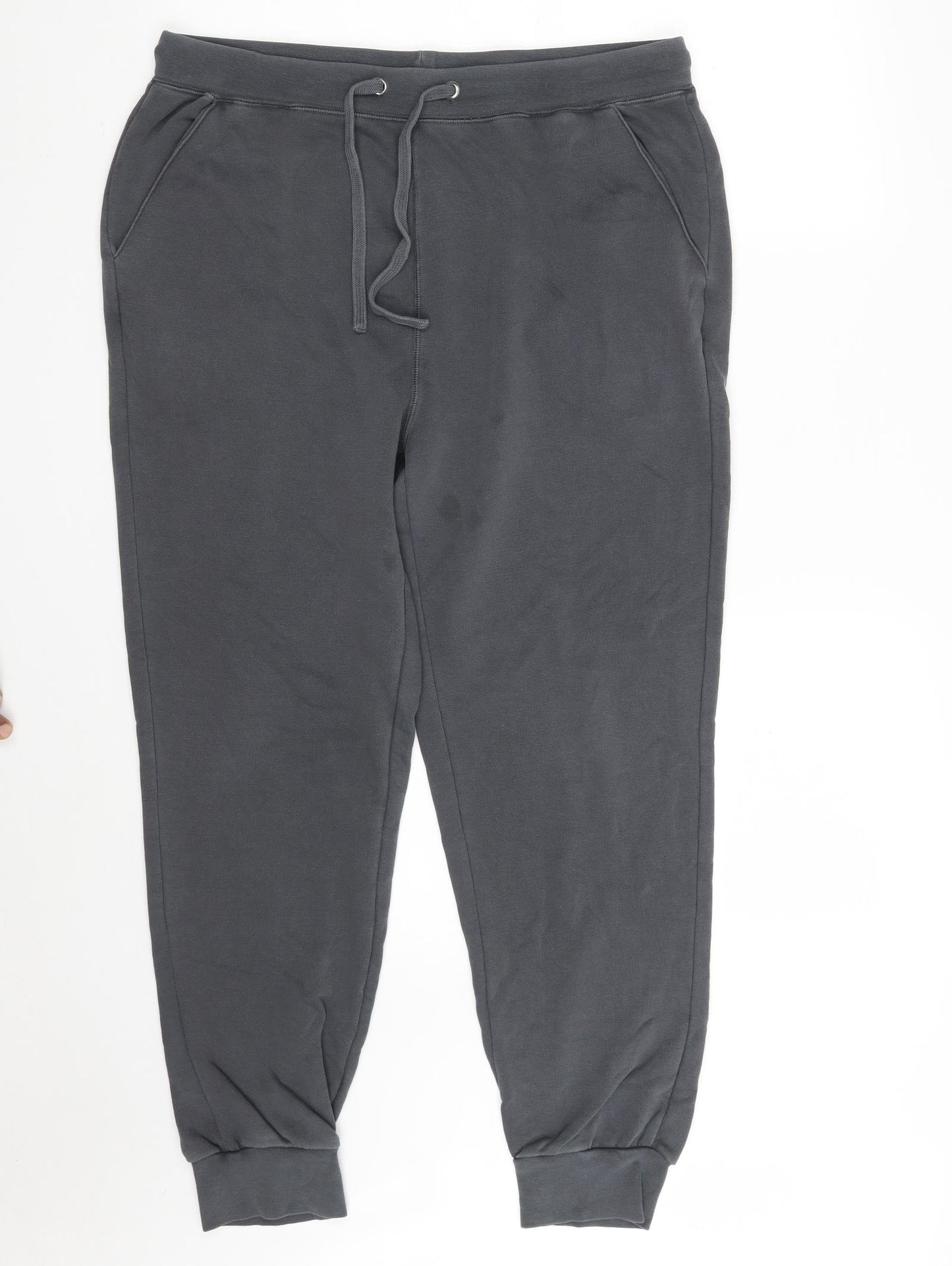 Bush Womens Grey  Cotton Jogger Trousers Size 14 L26 in Regular Drawstring