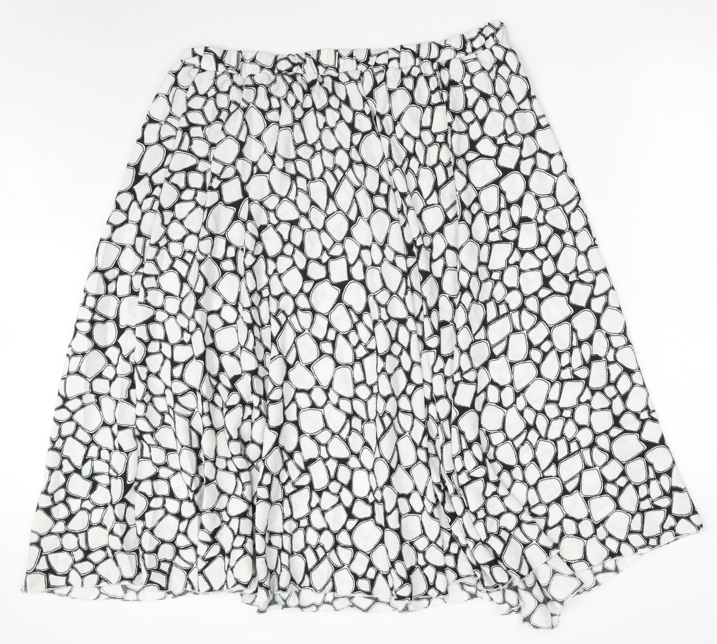 Marks and Spencer Womens White Geometric Polyester A-Line Skirt Size 18