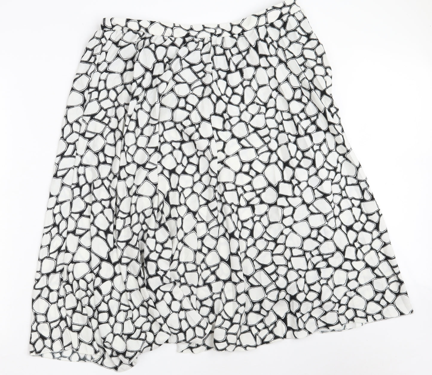Marks and Spencer Womens White Geometric Polyester A-Line Skirt Size 18