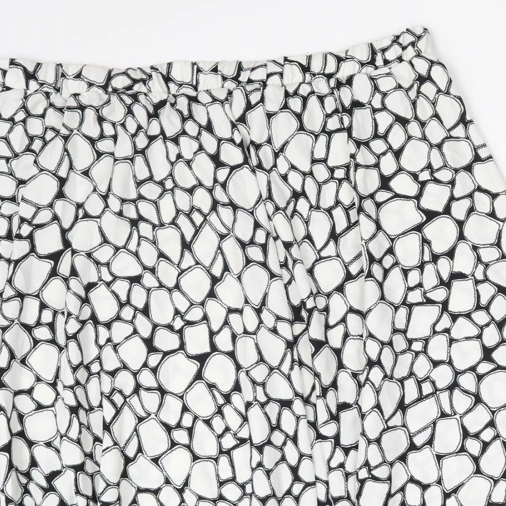 Marks and Spencer Womens White Geometric Polyester A-Line Skirt Size 18