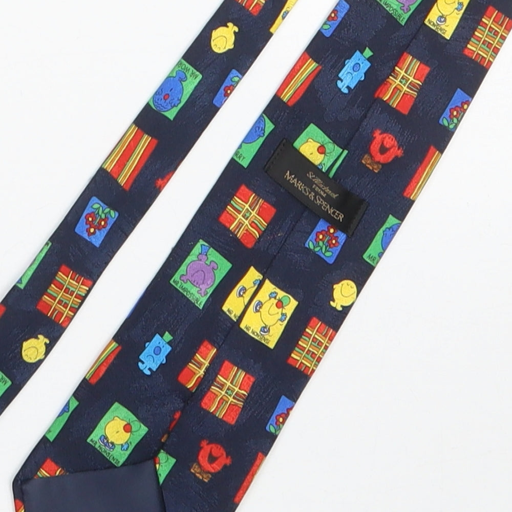 St. Michael Mens Blue Floral Polyester Pointed Tie One Size - Mr. Men