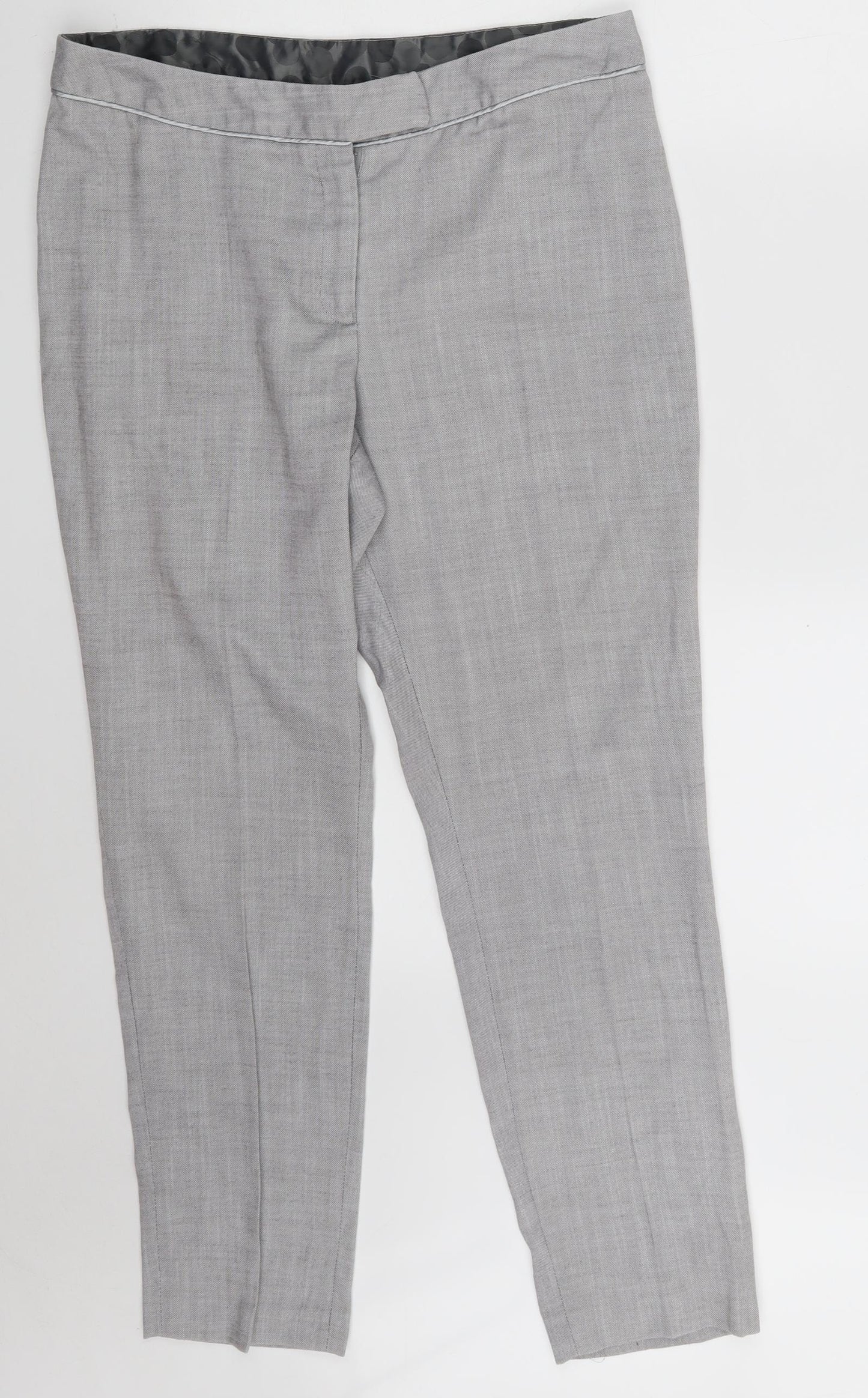 NEXT Womens Grey  Polyester Chino Trousers Size 12 L27 in Regular Zip