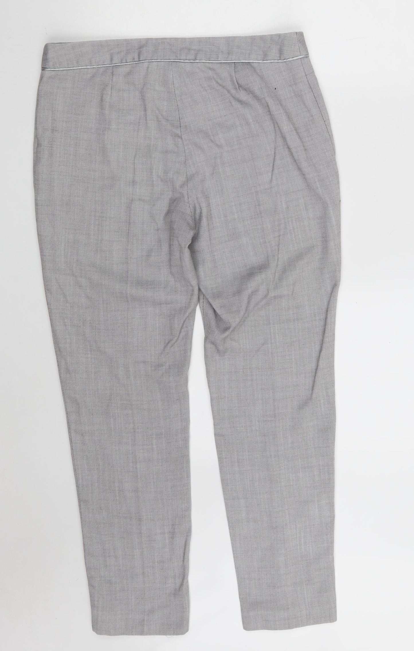 NEXT Womens Grey  Polyester Chino Trousers Size 12 L27 in Regular Zip