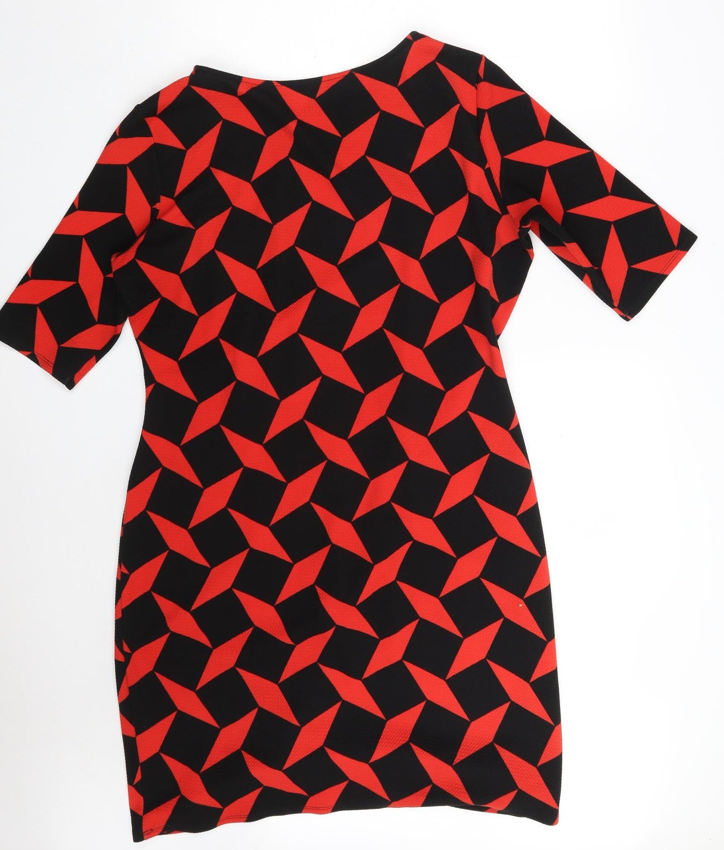 Principles Womens Black Geometric Polyester A-Line  Size 18  Boat Neck