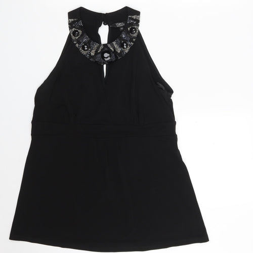 Debenhams Womens Black  Polyester A-Line  Size 14  Round Neck