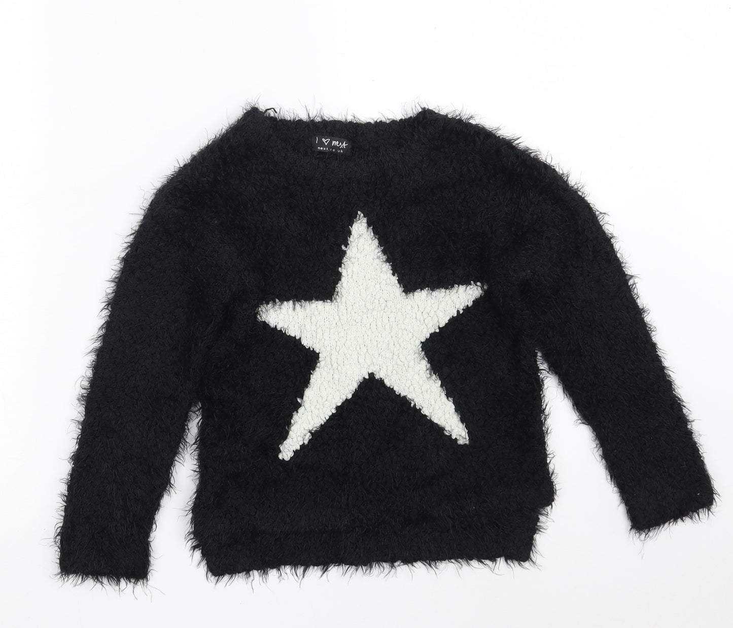 NEXT Girls Black Round Neck  Polyester Pullover Jumper Size 6 Years   - STAR