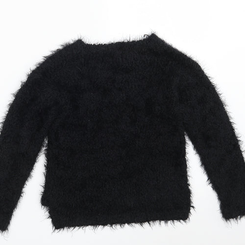 NEXT Girls Black Round Neck  Polyester Pullover Jumper Size 6 Years   - STAR